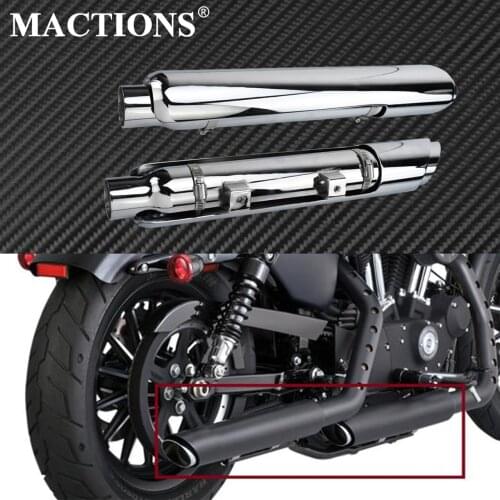 Motorcycle Chrome Slip-On Mufflers Exhaust Pipes W/ Heat Shield For Harley Sportster 883 1200 XL 72 48 Iron Models 2014-19 2020