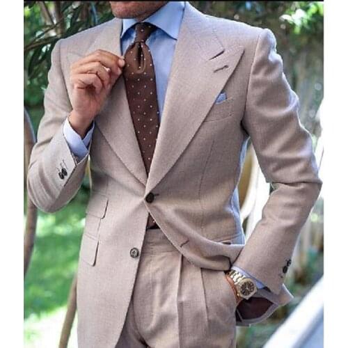 Costume Homme Latest Coat Pant Designs Brown Men Suit Groom Tuxedo Slim Fit Two Pieces Custom Wedding Suits Prom Blazer