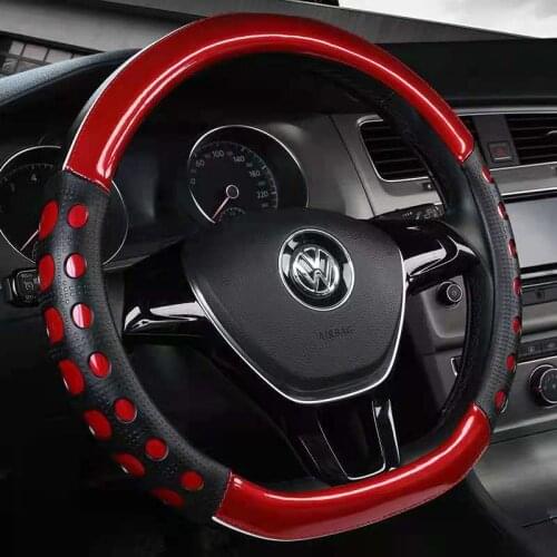 D Shape Leather Car Steering Wheel Cover Four Seasons Steering Wheel Hubs for VW GOLF 7 8 2015 POLO JATTA Interior Accessories