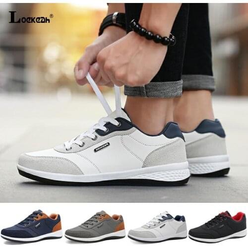 PU Leather Casual Sneakers For Men Black White Running Shoes Outdoor Walking Sports Shoes Male Fashion Four Season Casual Shoes