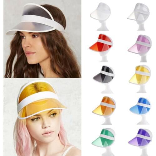 Summer Fashion Cool Girl Women PVC Hat Sun Visor Party Casual Hat Clear Plastic Adult Sunscreen Cap Outdoor Sport Hiking Caps