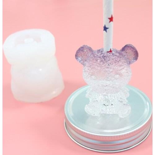 Top sellers for amazon silicone bear straw topper mold for dia 8mm straws