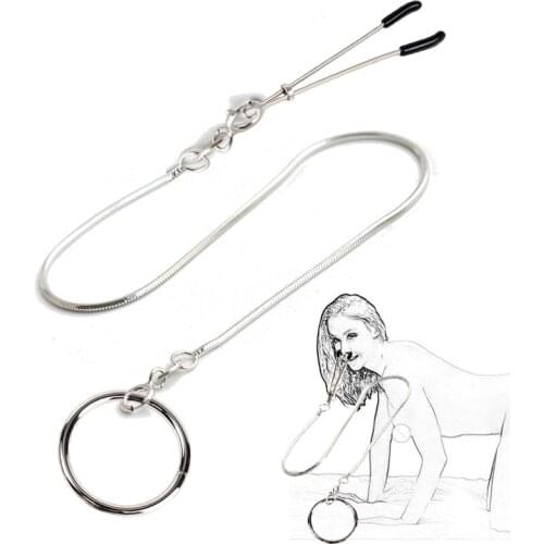 Metal bondage restraint Nose Clamps nipple clips chain leader Exotic Slave BDSM no vibrator sex toy for female male couple game