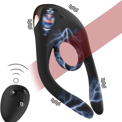 Male Vibrator Remote Control Penis Ring Electric Shock Penis Ring Couple Delayed Ejaculation Clitoris Stimulation Adult Sex Toys