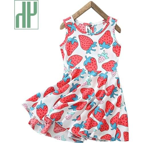 HH Girls Dress 2021 Summer Baby Girl Printed Flower Dresses Casual Kids Clothes Childrens Clothing Girls Cute Dresses For Teens