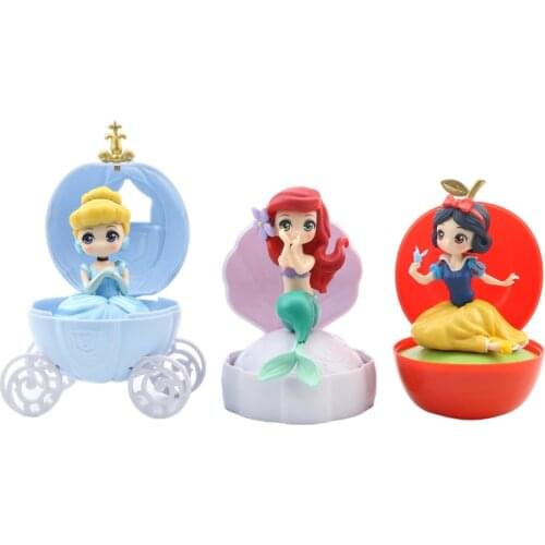 Disney Princess Snow White The Little Mermaid Ariel Cinderella Pvc Anime Dolls Figures Collectible Model Kid Toys Gift