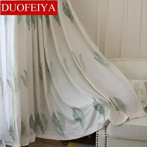 Embroidered Pastoral Country Simple and Elegant Curtains Simple Linen Living Room Bedroom Balcony Bay Window Curtains