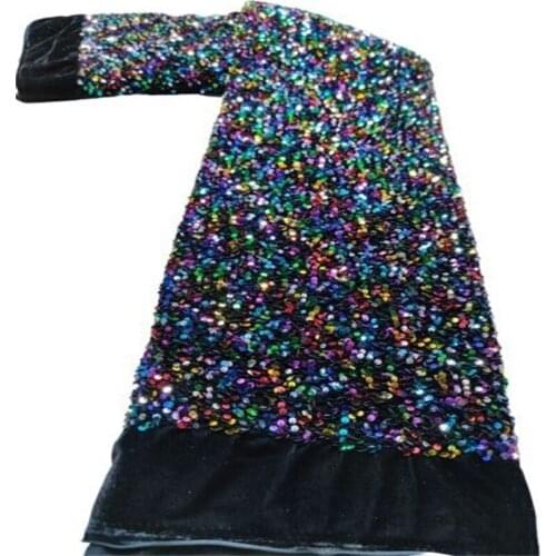 Luxury green velvet lace fabrics clothing latest Nigerian French tulle lace sequins high quality African sequins lace fabrics