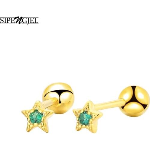 Stainless Steel Colorful Zircon Star Ear Stud Earrings Conch Helix Cartilage Piercing Earrings For Women Body Jewelry Gift