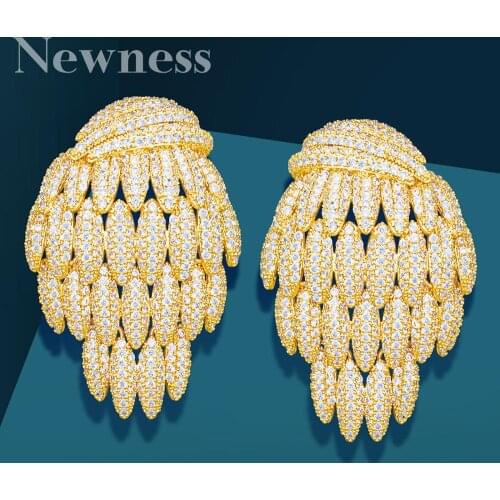 Newness famous Design Luxury Popular Geometry Flower Full Mirco Paved Cubic Zirconia Wedding Earring Fashion Jewelry