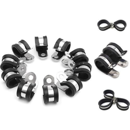 SHGO HOT-20Pcs Stainless Steel Cable Clamp, Silicone Rubber Cushioned Insulated Clamp, Pipe Clamp, Metal Clamp