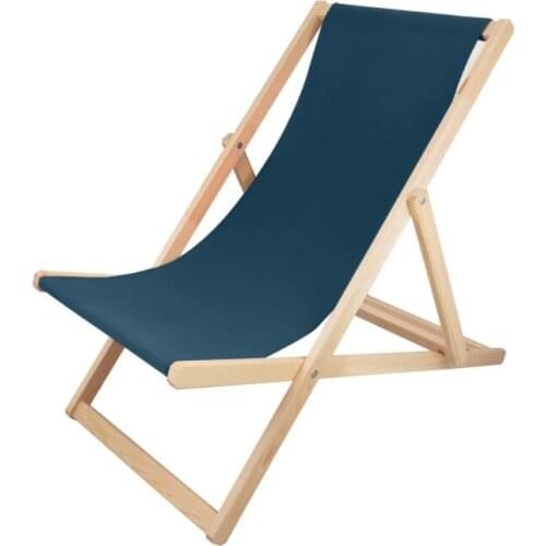Folding Chair Backrest Patio Wood Deck Chaise Lounge Chair Canvas Seat Sun Lounger Poolside Balcony Chair 57.5x94x86 cm