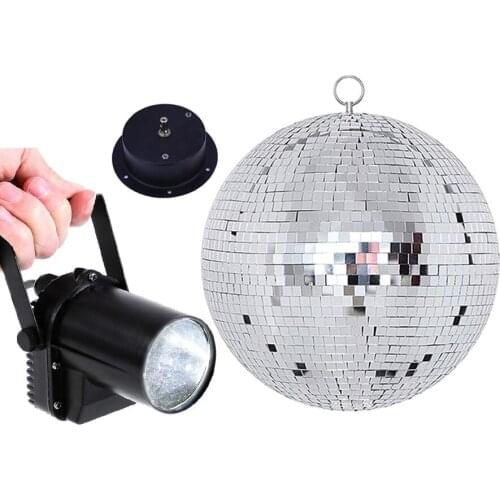 Thrisdar Dia25CM 30CM Glass Rotating Mirror Disco Ball With Motor and 5W Beam Pinspot Lamps KTV Party Wedding Disco Stage Light