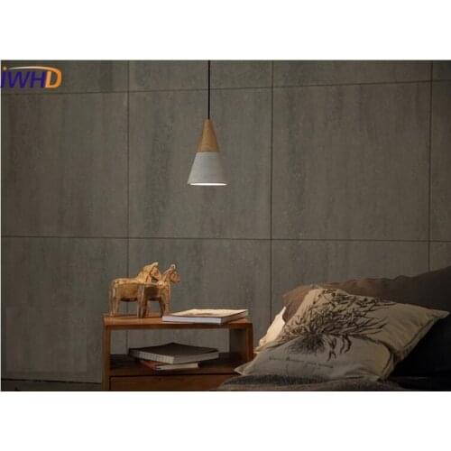 Style Loft Industrial Cement Pendant Lights E27 / E26 Socket Droplight Wood Home Lighting Fixtures LED Hanging Lamp
