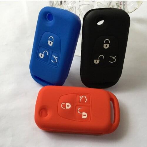 Flip Remote Key FOB Shell Silicone Cover For MERCEDES M S CL ML E SL 3 Button BENZ Key Case Soft Rubber Key Chain Protector