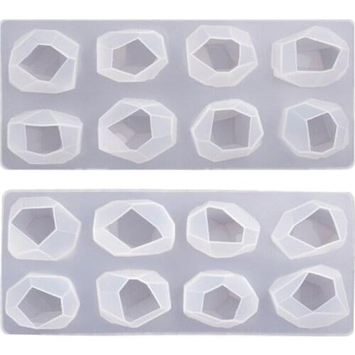 2 Styles Irregular Geometric Section Crystal Ore Epoxy Resin Mold Stones Ornaments Making Silicone Mould DIY Crafts Home Decor