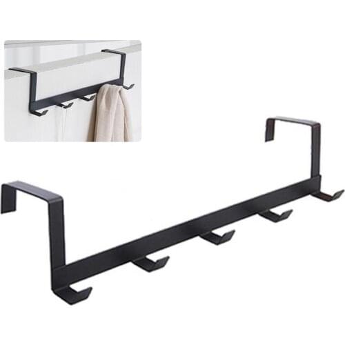 Over The Door 5 Hooks Home Bathroom Organizer Rack Clothes Coat Hat Towel Hanger Good Load-bearing Wrought Iron Material