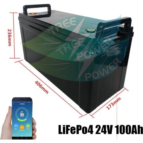Waterproof 24V 100AH lifepo4 Battery 100A BMS in it for 2000W Solar Energy storage fork RV EV AGV backup power +10A Charger