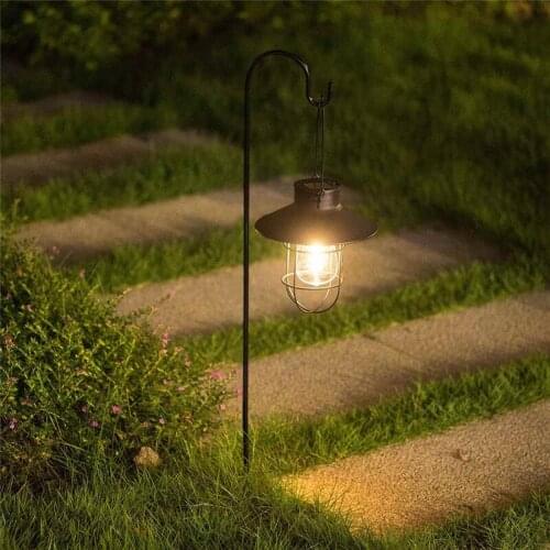 80cm Solar Outdoor Light Waterproof Tungsten Lamp Shepherd Hook LED Lantern Courtyard Lawn Landscape Lamp Garden Pendant Light