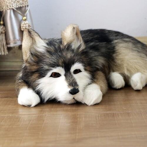High Quality Leather Simulation Animal Simulation Husky Dog Home Creative Ornaments Craft Gifts Figurines Decoration Crafts