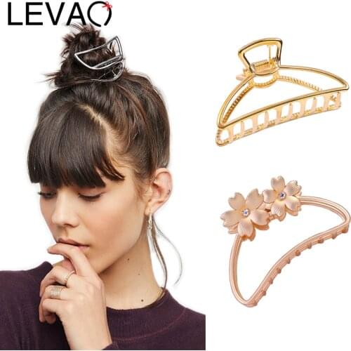LEVAO Women Geometric Metal New Hair Clips 2020 Spring Hair Claw Hair Crab Vintage Hair Accessories Large Size Hairpin Headwear