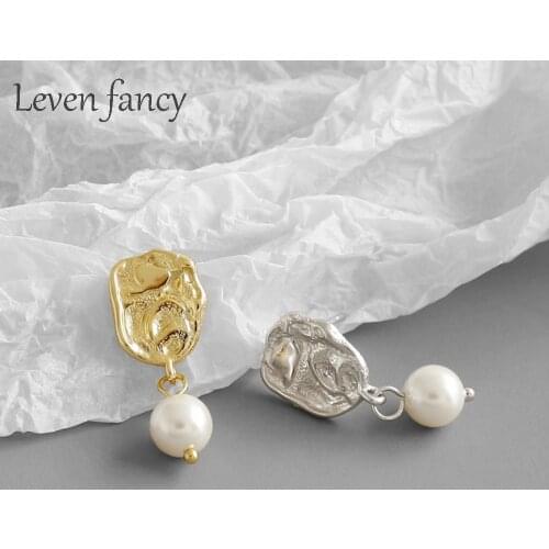 925 Sterling Silver Irregular Charm White Shell Pearl Dangle Earrings June Birthstone Bridal Bridesmaid Drop Earrings Gift Mom