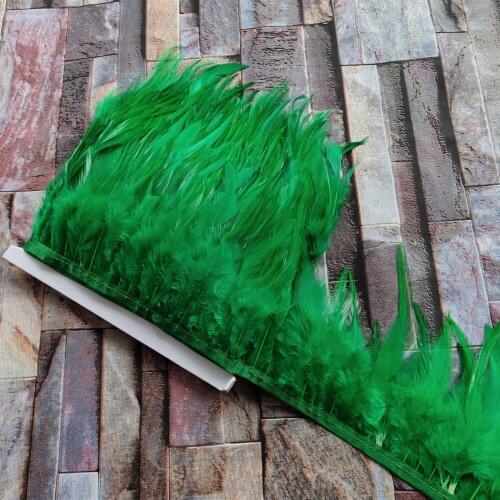 1Meters Beautiful Wholesale 8-12 cm long Deep Green natural cock feathers ribbon For wedding party dress decoration accessories