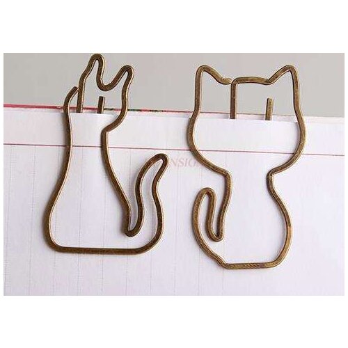 10pcs Retro flat bronze animal paper clip cartoon cat cat cute little pig paper clip