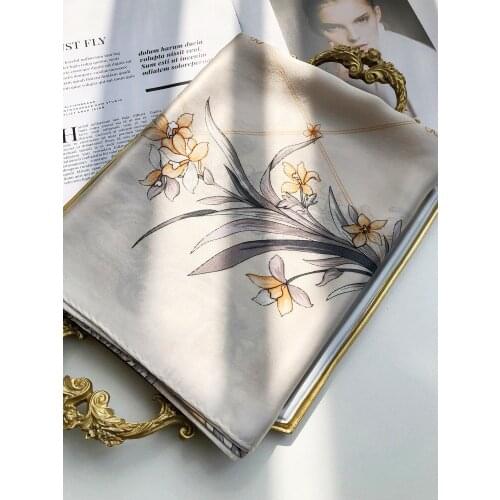 100% Pure Silk Scarf Women 2021 Print Shawls Foulard Femme Natural Silk Scarves Pashmina Luxury Brand Real Silk Wraps for Ladies