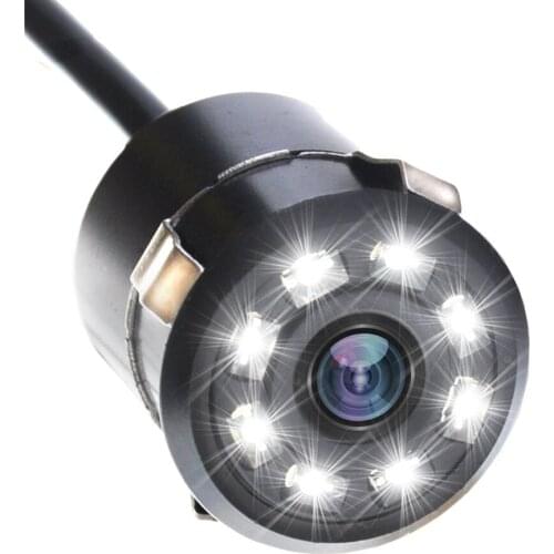 18.5mm Drill Hole Car Parking Backup Reverse Rear View Camera 8 LED Night 170 Degree Mini Waterproof Color CCD Image