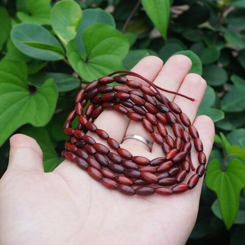 5mm*10mm * 108 * Natural Red Sandalwood Ovoidle Beads / Lobular Red Sandalwood / Japa Beads Mala Prayer Bracelet Necklace Loose