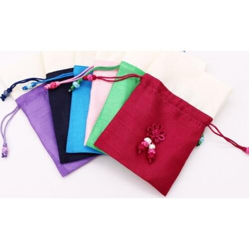 50pcs Drawable Ornament Satin Packaging Bags 10x15cm Chinese knot Wedding Christmas Storage Gift Bag Jewelry display Pouches