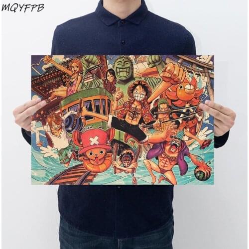 Anime One Piece A collection of characters Kraft Paper Poster Wall Sticker Gift Decoration Household Goods