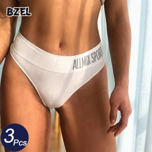 BZEL 3Pcs/lot Sexy Women Letter Sport Panties Set Underwear Seamless Thongs G-String Comfort Underpants Mid Rise Lady Lingerie