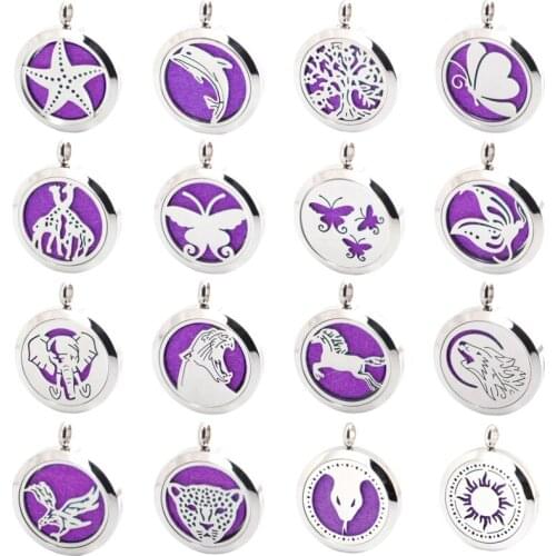 AMYAJewelry More Than 25 Style Aromatherapy Essential Oils Stainless Steel Necklace Perfume Diffuser pendant Locket Chain