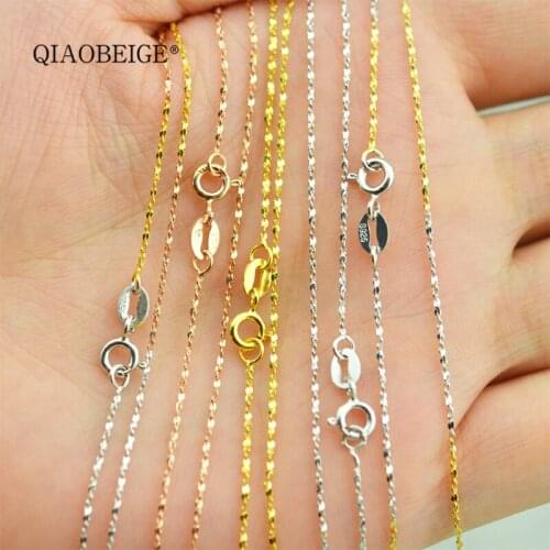 QIAOBEIGE 925 Sterling Silver Star shape Chain Necklaces Fahsion Jewelry Women DIY Chain Necklaces Wholesale Gift 16 18inches
