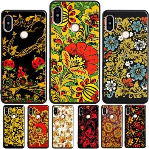 Khokhloma Russian Pattern Flower Case For Xiaomi Redmi Note 8 Pro 9 Pro 8T 9S Note 10 Pro Cover For Redmi 9C 9 9A 8A 7A 9T