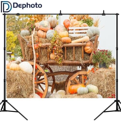 Dephoto Autumn Harvest Pumpkins Haystack Photography Background Baby Happy Thanksgiving Day Photocall Backdrop For Photo Studio
