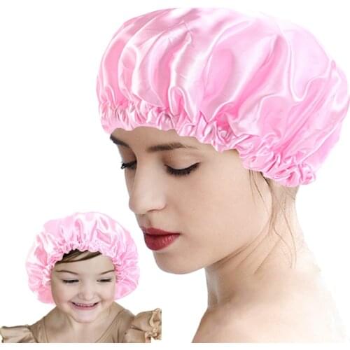 Mommy and Me Reversible Satin Bonnet Hair Caps Double Layer Adjust Silky Sleep Night Cap Head Cover Hat Hair Styling Accessories