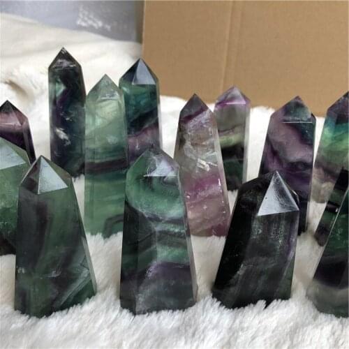 1kg 2.2LB Nice Natural Colourful transparent smooth fluorite points healing from China Wholesales Free Shipping