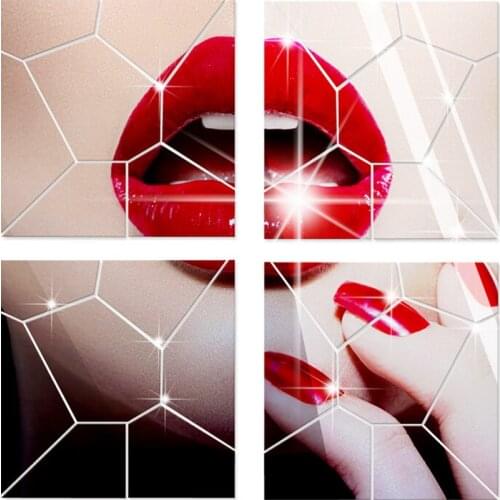 Geometric Patterns 3d Acrylic Mirror Wall Stickers Home Decor Wall Decals Art Mirrored Sticker Living Room Decoration