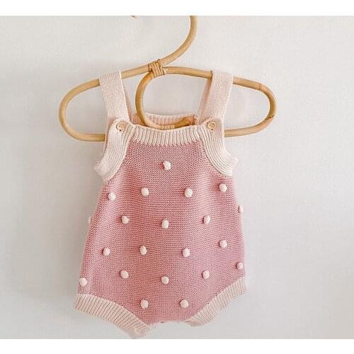 Ins Hot Sale Baby Girls Sling Knit Romper