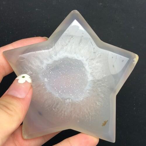 Beautiful Natural Agate Geode Crystal Star Hand Carved And Polished Rare Gemstone Home Decoration Collection