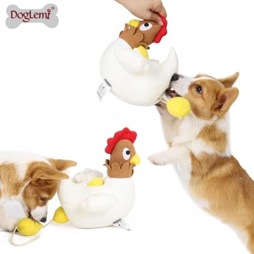 Hen Lay Eggs Training Pet Toys Snuffle IQ Dog Toy Squeaker Fun Play Chicken Toys