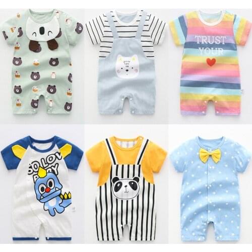 Newborn Baby Summer Rompers Pure Cotton Infant Bodysuit Short Sleeve Clothes Jumpsuit Cartoon Baby Boy Girl Wear Baby Clothes