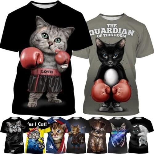 Summer Funny Cute Cat 3D Printed Cool T-Shirt Fashion Men/WomenHipster Animal Short Sleeve