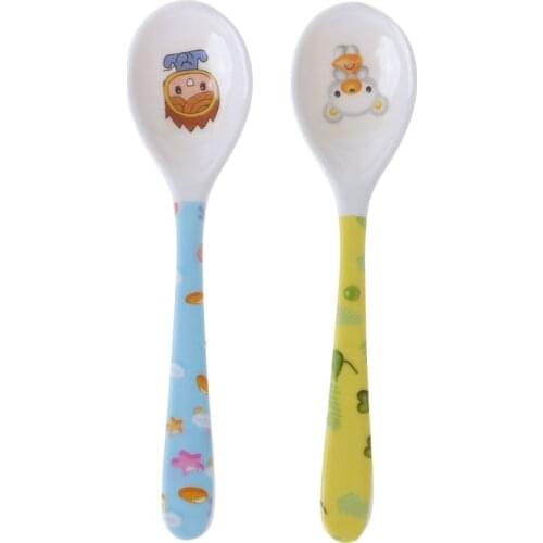 Baby Spoon Straight Head Feeding Training Cutlery Dishes Tableware Infant Children Kids Safe Feeder Learning Supplies