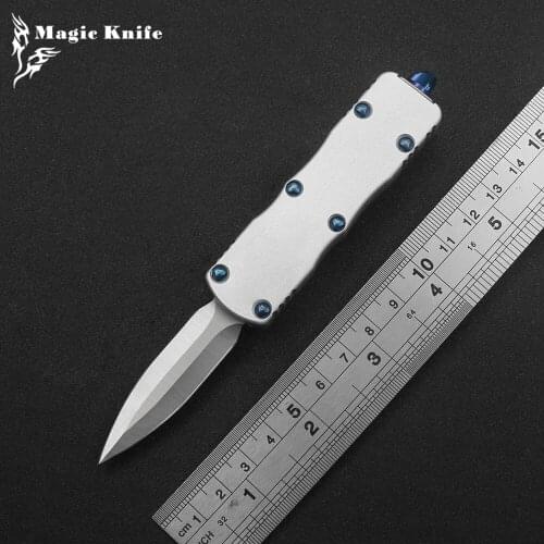 Mini Lightweight Tactical OTF Self-defense Knife Aviation Aluminum Handle D2 Blade Double Action Quick Opening Outdoor EDC Tool