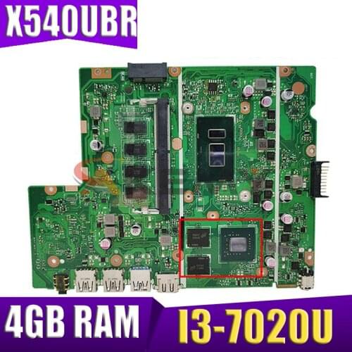 Akemy X540UBR laptop motherboard with I3-7020U CPU 4GB RAM 2GB GPU For ASUS X540UV X540UB X540UBR notebook motherboard mainboard
