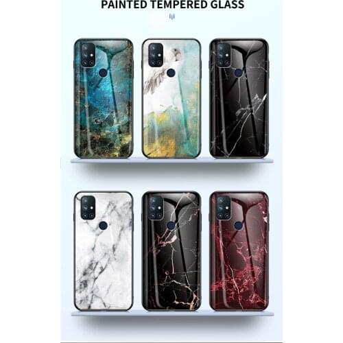 Marble Luxury Tempered Glass Phone Case TPU Protective Hard Cover for OPPO A1 A12e A15 A5S A3S A52 A77 A73 A75 A83 A91 A92S A8
